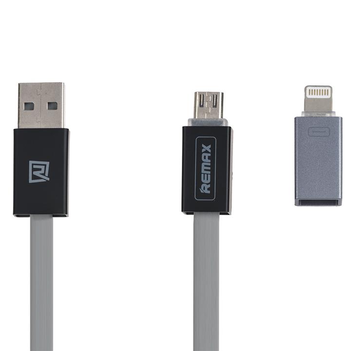 کابل تبدیل USB به لایتنینگ و microUSB ریمکس مدل Shadow rc-026t به طول 1 متر Remax Shadow rc-026t USB To Lightning And microUSB Cable 1m